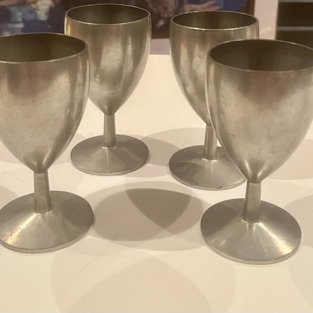 Mid-century Modern Metawa of Holland Pewter Cordial Goblets- Set of 4